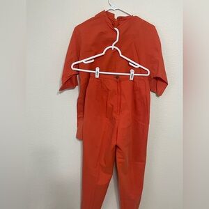 Rust Orange Two-Piece Set – Tunic and High-Waisted Pants (Size S)
